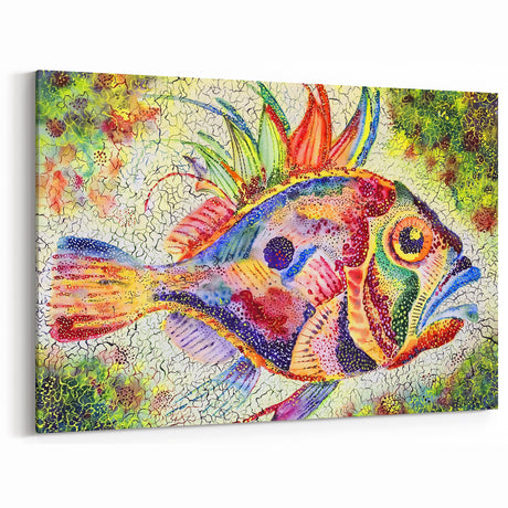 Colorful Fish Wall Art - Abstract Marine Life Canvas Print for Bold Decor