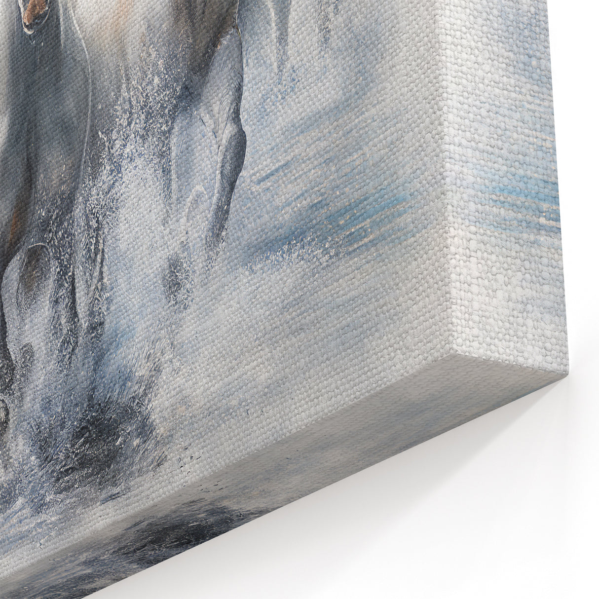 Horse Wall Art - Majestic White Horses Running Through Water - Canvas Print