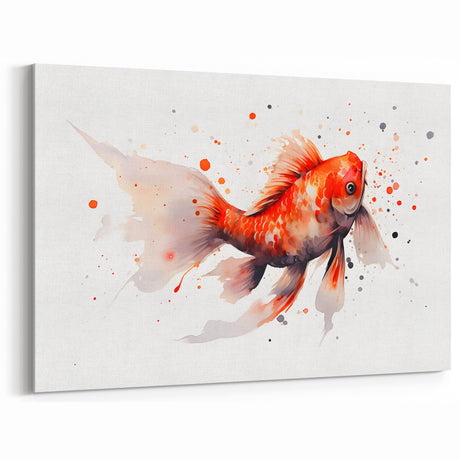 Watercolor Goldfish Wall Art - Vibrant Marine Life Canvas Print Decor