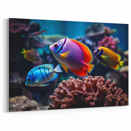 Colorful Reef Fish Wall Art - Vibrant Marine Life Canvas Print Decor