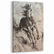 Powerful Brown Horse Wall Art - Rustic Equestrian Canvas Print Decor