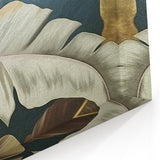 Modern Botanical Leaves Art - Elegant Teal and Gold Canvas Decor