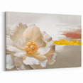 Golden Floral Abstract Line Art - Modern Strokes & Lines Canvas Print