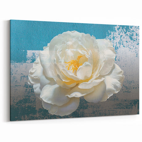 Teal & Cream Floral Abstract Line Art - Modern Strokes Canvas Print