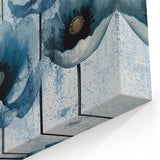 Blue Floral Abstract Art - Modern Elegant Poppy Flowers Canvas Print