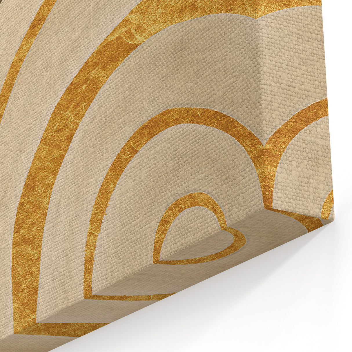 Gold & Beige Abstract Circles Art - Modern Geometric Canvas Print
