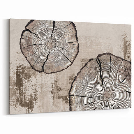 Rustic Tree Rings Art - Modern Woodgrain Abstract Canvas Print