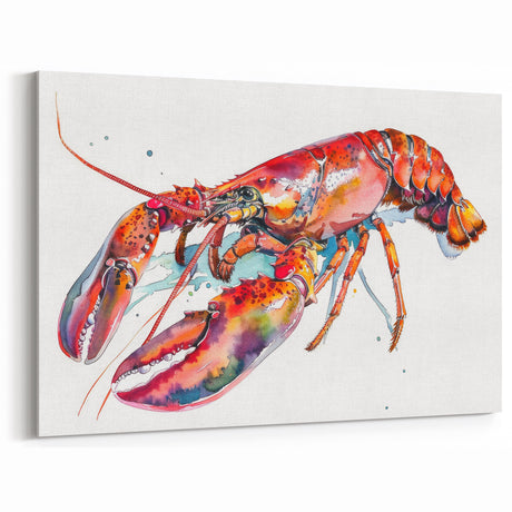 Vibrant Watercolor Lobster Art - Marine Life Canvas & Framed Decor