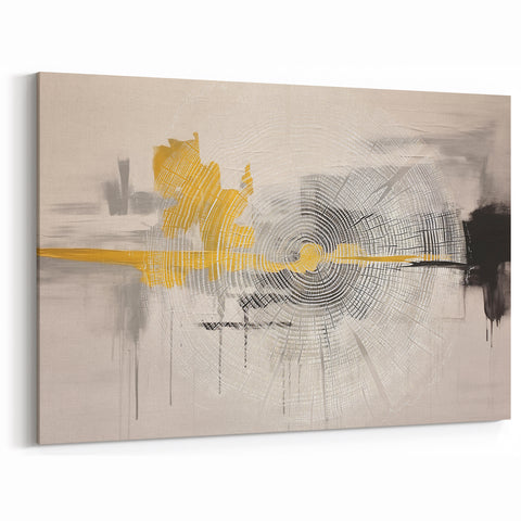 Modern Abstract Art with Geometric Lines in Black, Gray, and Gold
