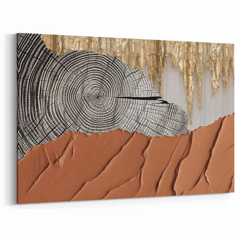 Rustic Tree Rings Strokes & Lines - Modern Abstract Canvas Art