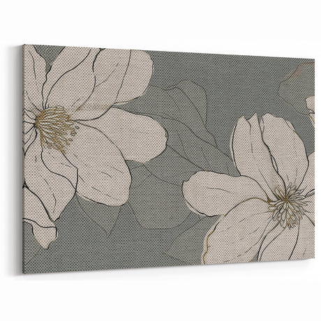 Vintage Floral Line Art - Modern Abstract Flower Canvas Print
