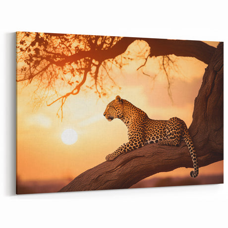 Exotic Leopard Canvas Print - Safari Sunset Wall Art
