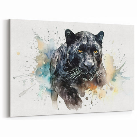 Striking Black Jaguar Canvas Art - Wild Cat Decor for Contemporary Spaces