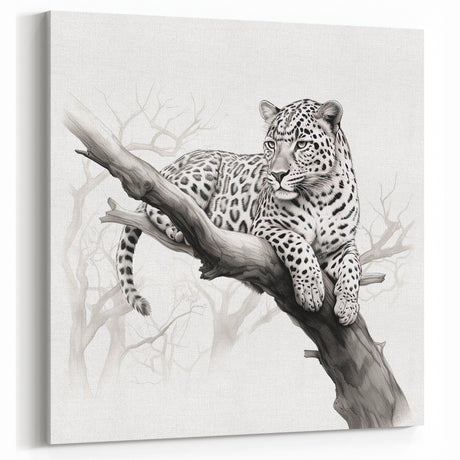 Monochrome Jaguar Art Print - Elegant Wild Cat Decor for Modern Homes