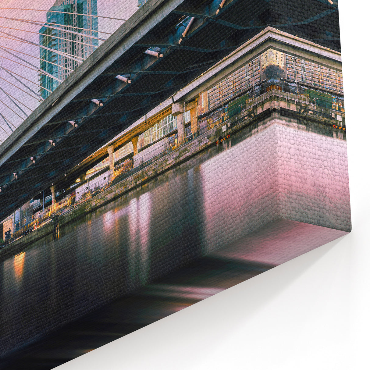 Boston Skyline Wall Art - Sunset Over Zakim Bridge with Vibrant Skies