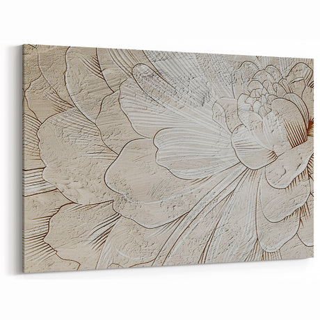 Vintage Charm Floral Art – Textured Beige Abstract Wall Decor