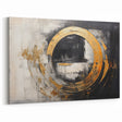 Gold and Black Abstract Strokes Canvas - Modern Geometric Wall Art