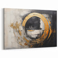Gold and Black Abstract Strokes Canvas - Modern Geometric Wall Art