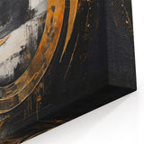 Gold and Black Abstract Strokes Canvas - Modern Geometric Wall Art