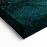 Teal and Gold Abstract Strokes Canvas - Luxury Modern Wall Art