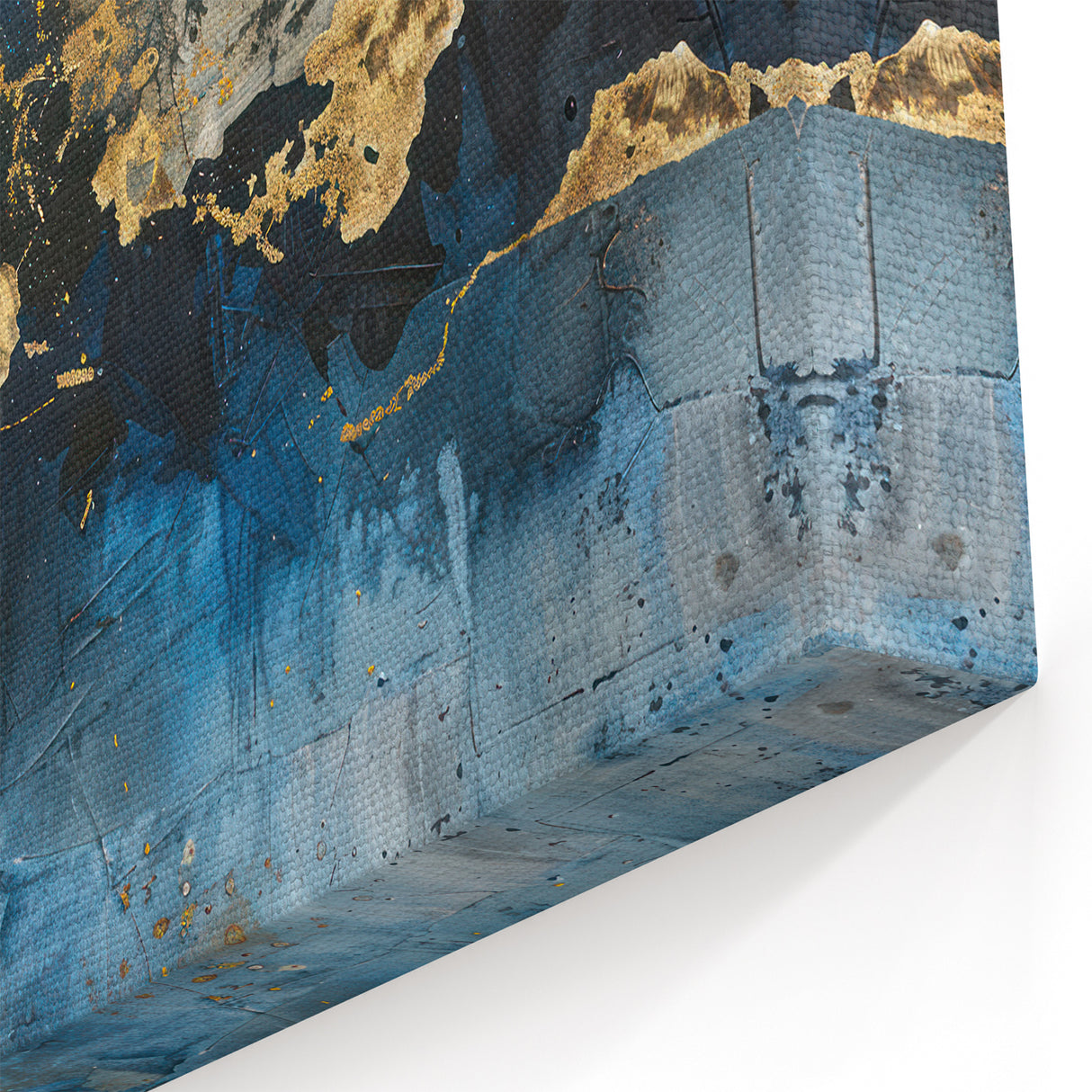Blue and Gold Abstract Strokes Canvas - Luxury Textured Wall Art