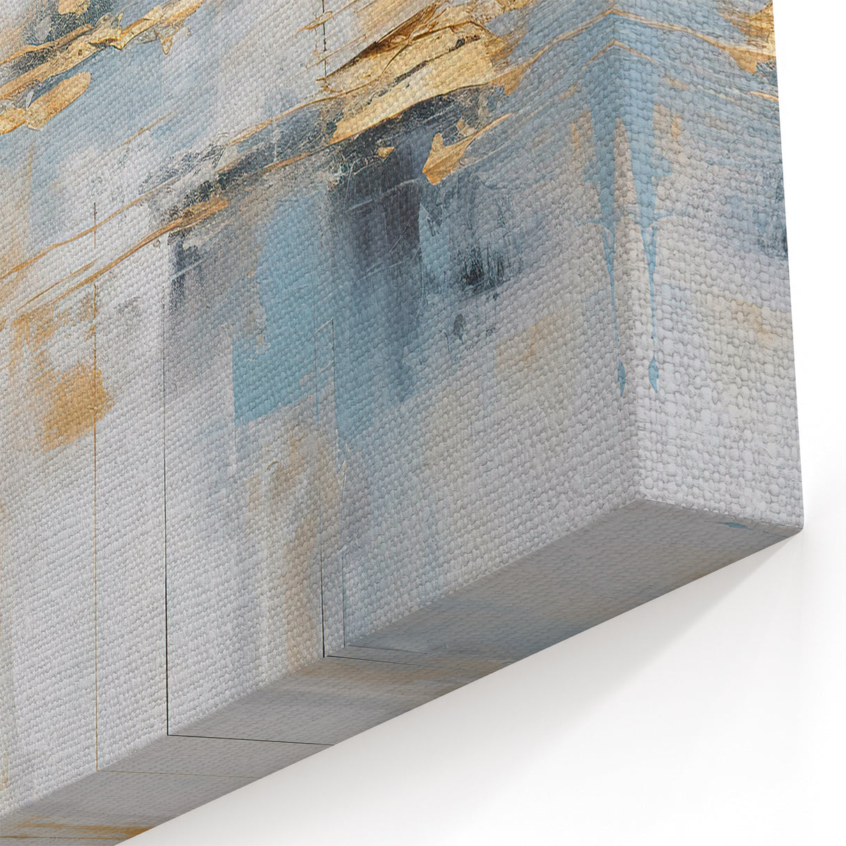 Gold and Blue Abstract Strokes Canvas - Modern Luxury Wall Art