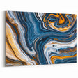 Blue and Gold Fluid Abstract Canvas - Modern Swirl Wall Art