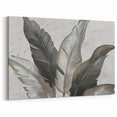 Black and Gold Leaf Line Art - Modern Abstract Strokes Canvas
