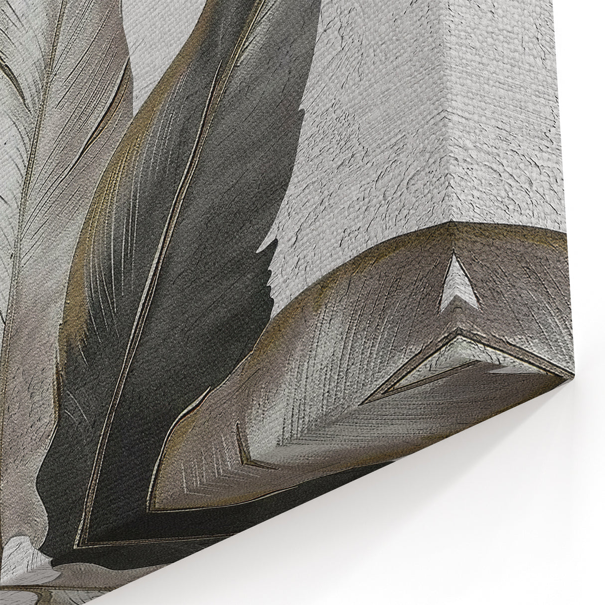 Black and Gold Leaf Line Art - Modern Abstract Strokes Canvas