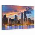 Chicago Skyline Wall Art - Reflective Sunset Cityscape Canvas Print