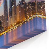 Chicago Skyline Wall Art - Reflective Sunset Cityscape Canvas Print