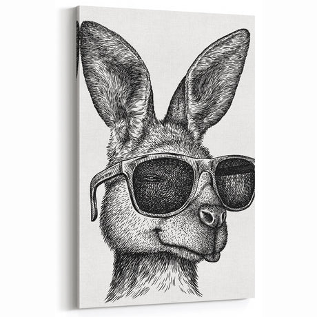 Stylish Kangaroo Wall Art - Fun Wildlife Animal Canvas Decor