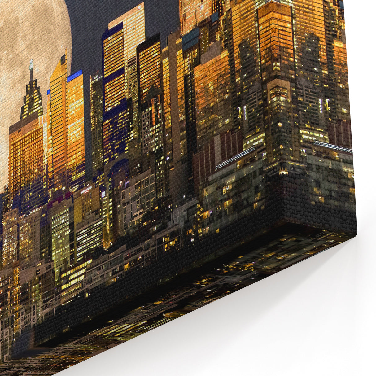 Full Moon Over Toronto Skyline Art | Toronto Night Cityscape Print