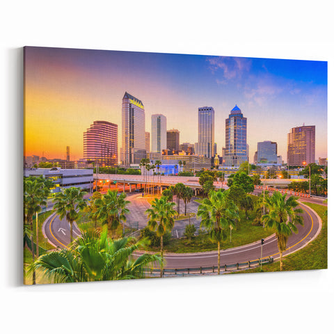 Tampa Skyline Wall Art - Vibrant Sunrise Over Downtown