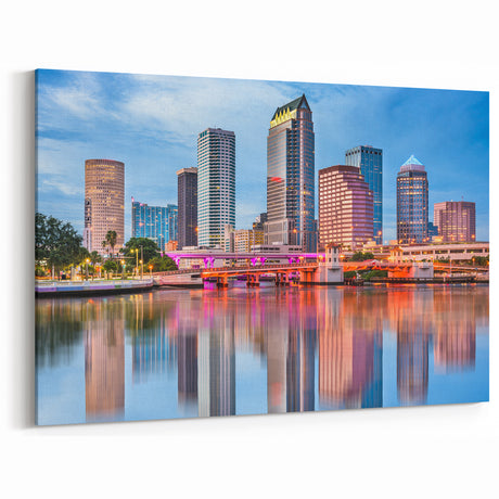 Tampa Skyline Wall Art - Radiant Reflections at Twilight