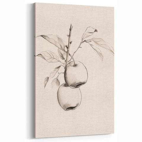 Minimalist Apple Art - Elegant Fruit Sketch - Modern Wall Decor