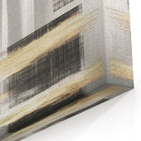 Abstract Line Art with Black, Gray, and Gold Textured Strokes
