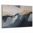 Abstract Line Art with Muted Blue, Gray, and Beige Brush Strokes