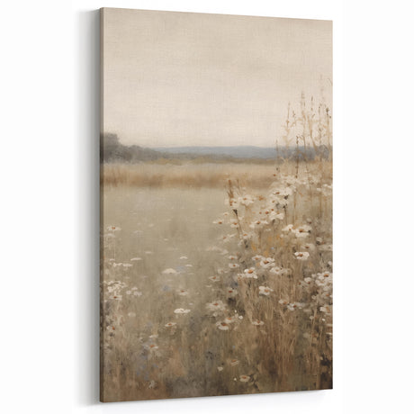 Rustic Landscape Art - Serene Wildflower Meadow Canvas Print