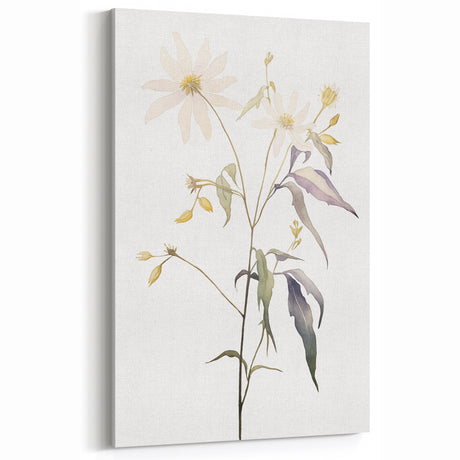 Delicate Botanical Art - Minimalist Floral Watercolor Canvas Print