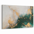 Abstract Strokes Art with Gold and Green Marble Effect – Canvas