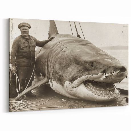 Vintage Shark Wall Art - Historic Marine Life Canvas & Framed Print