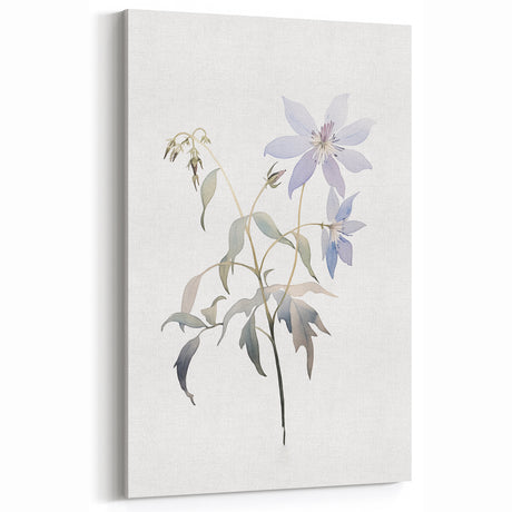 Elegant Botanical Watercolor - Delicate Blue Floral Canvas Art Print