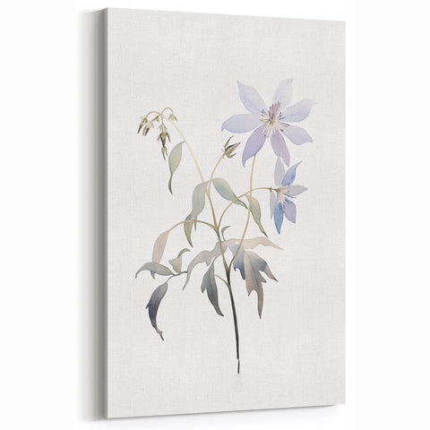 Elegant Botanical Watercolor - Delicate Blue Floral Canvas Art Print