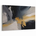 Abstract Brush Strokes and Lines Art - Black, Gray, and Gold Canvas