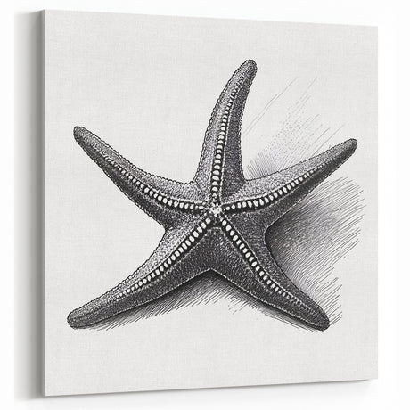 Vintage Black & White Starfish Wall Art - Classic Marine Life Decor