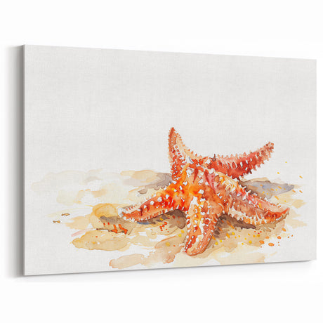 Vibrant Watercolor Starfish Wall Art - Warm Coastal Marine Decor
