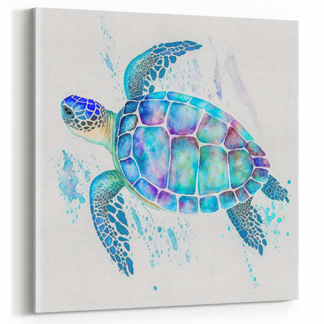 Watercolor Turtle Wall Art – Ocean Breeze Pastel Marine Decor