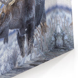 Winter Moose in Snow - Stunning Wildlife Canvas & Framed Art Print
