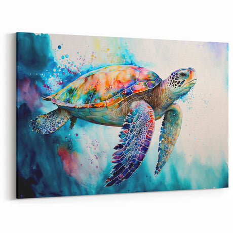 Colorful Turtle Wall Art - Vibrant Marine Life Canvas for Ocean Decor